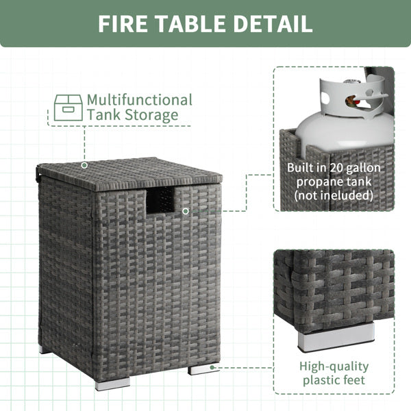 Gas Cylinder Storage - Gray Gradient Rattan - 40x40x57cm - Rattan Edge Table