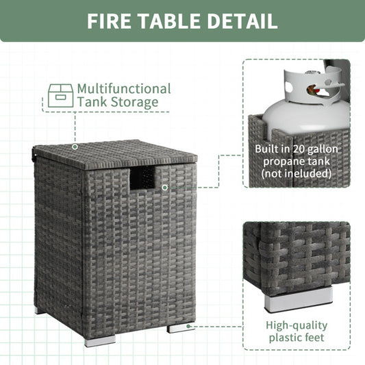 Gas Cylinder Storage - Gray Gradient Rattan - 40x40x57cm - Rattan Edge Table