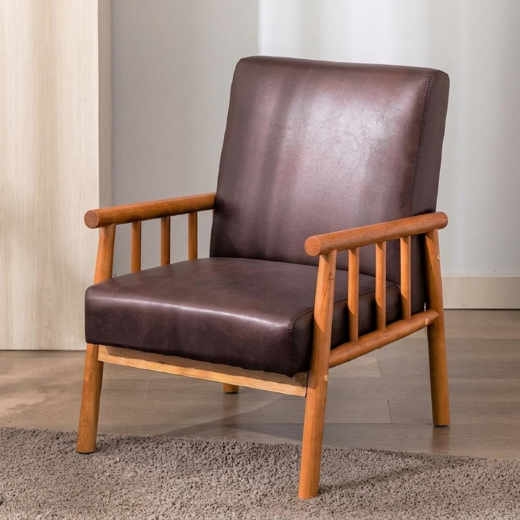 25     Wide Classic Mid-Century Modern Arm Chair, Dark Brown