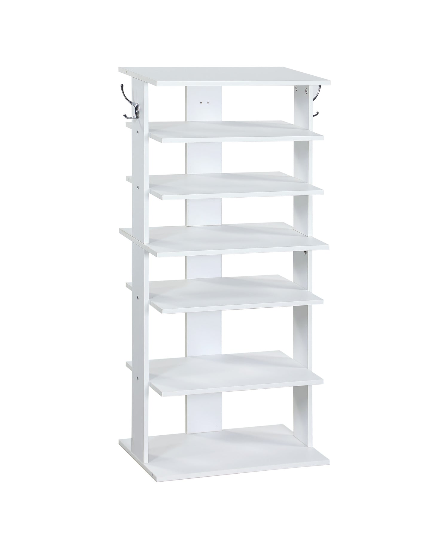 Vertical Shoe Rack,7 Tier Shoe Storage Organizer With Hooks, Entryway Shoe Tower,Vertical Shoe Organizer,Vertical Shoe Organizer,White