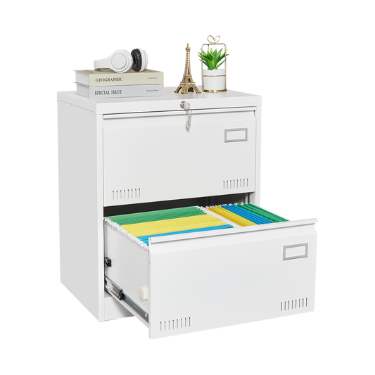 Filing Cabinet Lateral File Cabinet 2 Drawer, White Filing Cabinets With Lock, Locking Metal File Cabinets Three Drawer Office Cabinet For Legal Letter A4 F4 Home Office