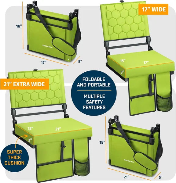 Alpcour Folding Reclining Stadium Seat With Back Support For Bleachers