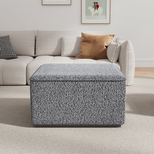 Square Upholstered Ottoman With Black Solid Wood Rubber Feet