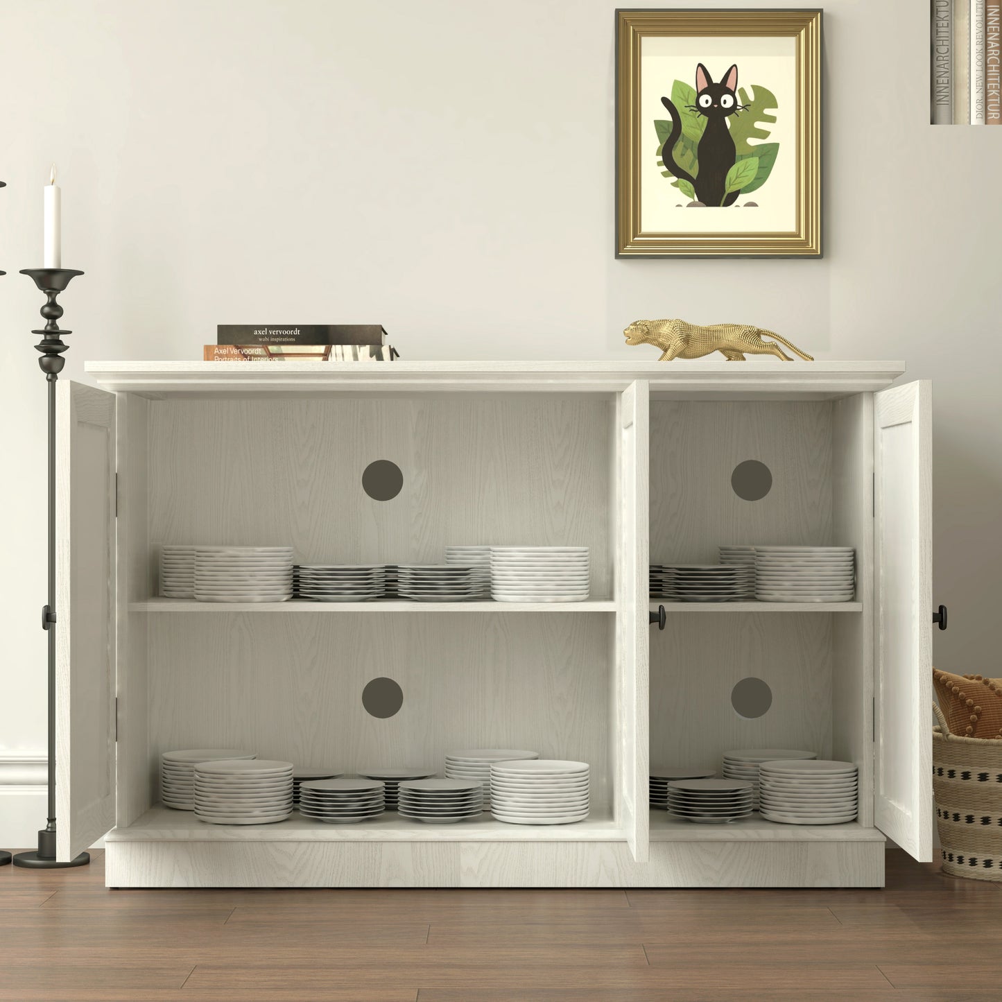 45 Wide Storage Cabinet With 3 Mirrored Acrylic Doors, Sideboard With Adjustable Shelves For Living Room Dinning Room Kitchen, Made With Decorative Laminates And MDF Substrate