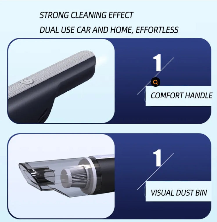 Wireless Silver Car Vacuum Cleaner Wireless Car With Strong Suction Handheld Vacuum Cleaner Small Mini Rechargeable Home Vacuum Cleaner