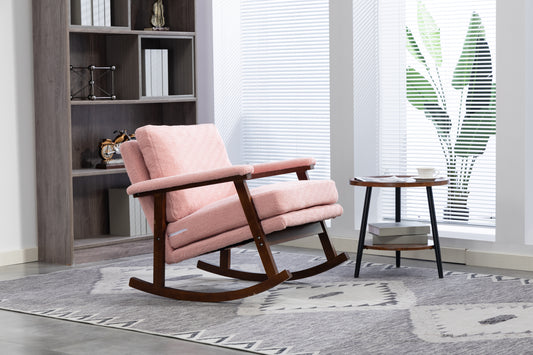 Mid Century Modern Accent Chair ,rocking Chair With Wood Frame, Upholstered Living Room Chairs , Reading Armchair For Bedroom Sunroom