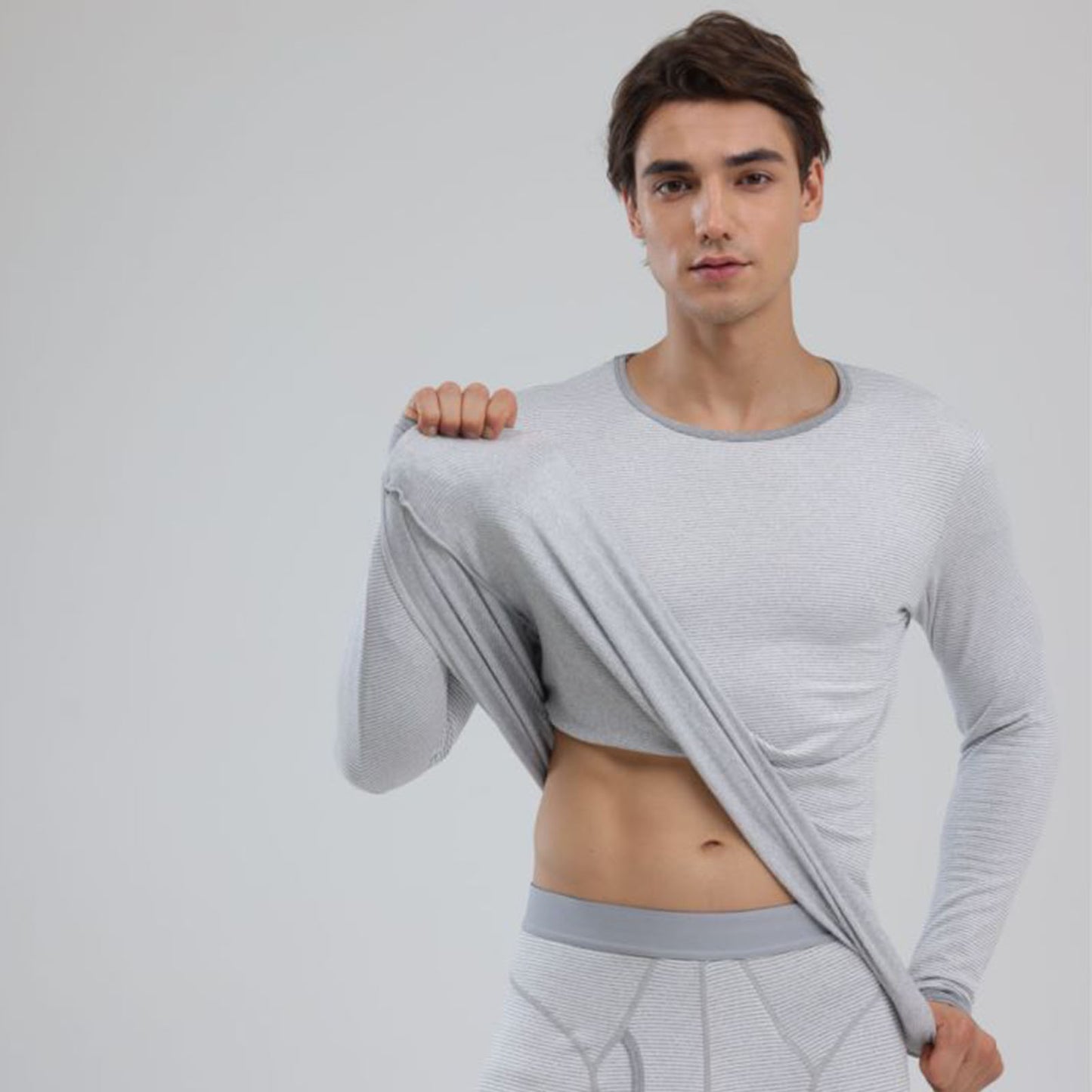 1 Set Men Thermal Underwear Set Knit Slim Fit Stylish Warm Winter Base Layer Cold Weather Clothing XXXL Size