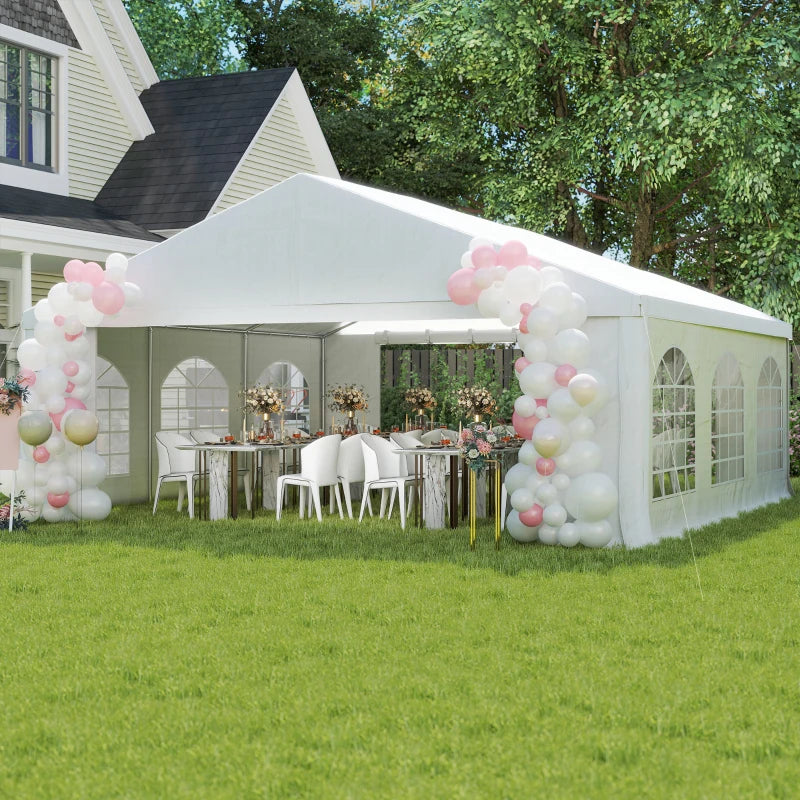 Heavy-duty Large Wedding Tent, Outdoor Carport Garage Party Tent, Patio Gazebo Canopy With Sidewall, White
