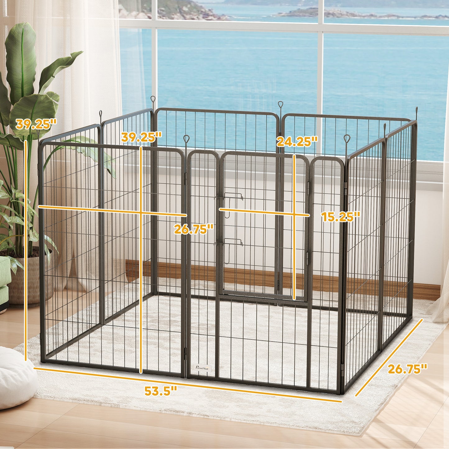 39 Inch Exercise Pen, 8 Panel Metal Pet Fence