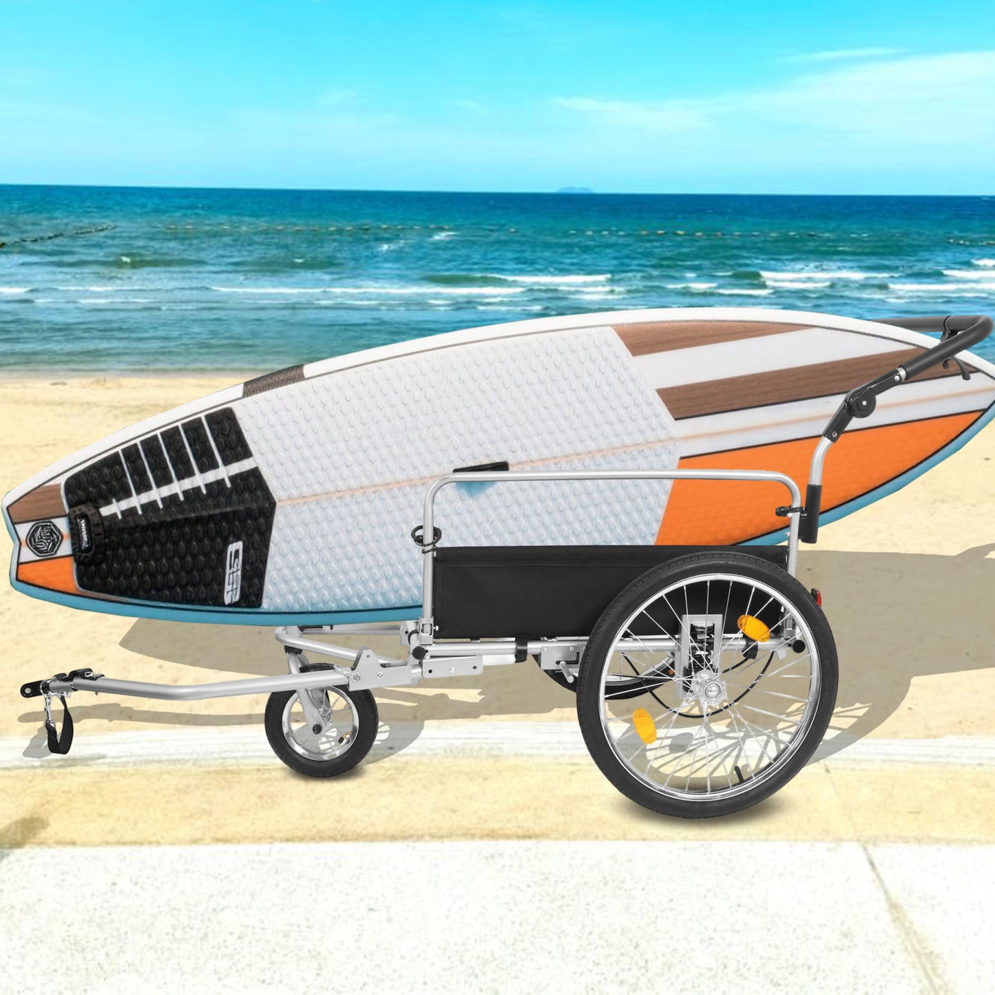 3- In- 1 Heavy- Duty Bike Cargo Trailer -  E- Bike Compatible Steel Frame  110lb Capacity  Convertible Stroller & Pull Cart W Suspension  20  Wheels & Accessories