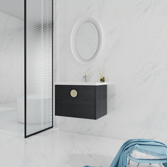 28 Inch Soft Close Doors Bathroom Vanity With Sink, For Small Bathroom, KD-Packing