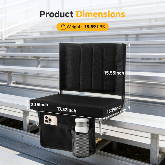 Stadium Seats With Backrest Support, Thick Seats With Cup Holders, Storage Pockets, Padded Shoulder Straps And Built-in Handles, And Step-like Design