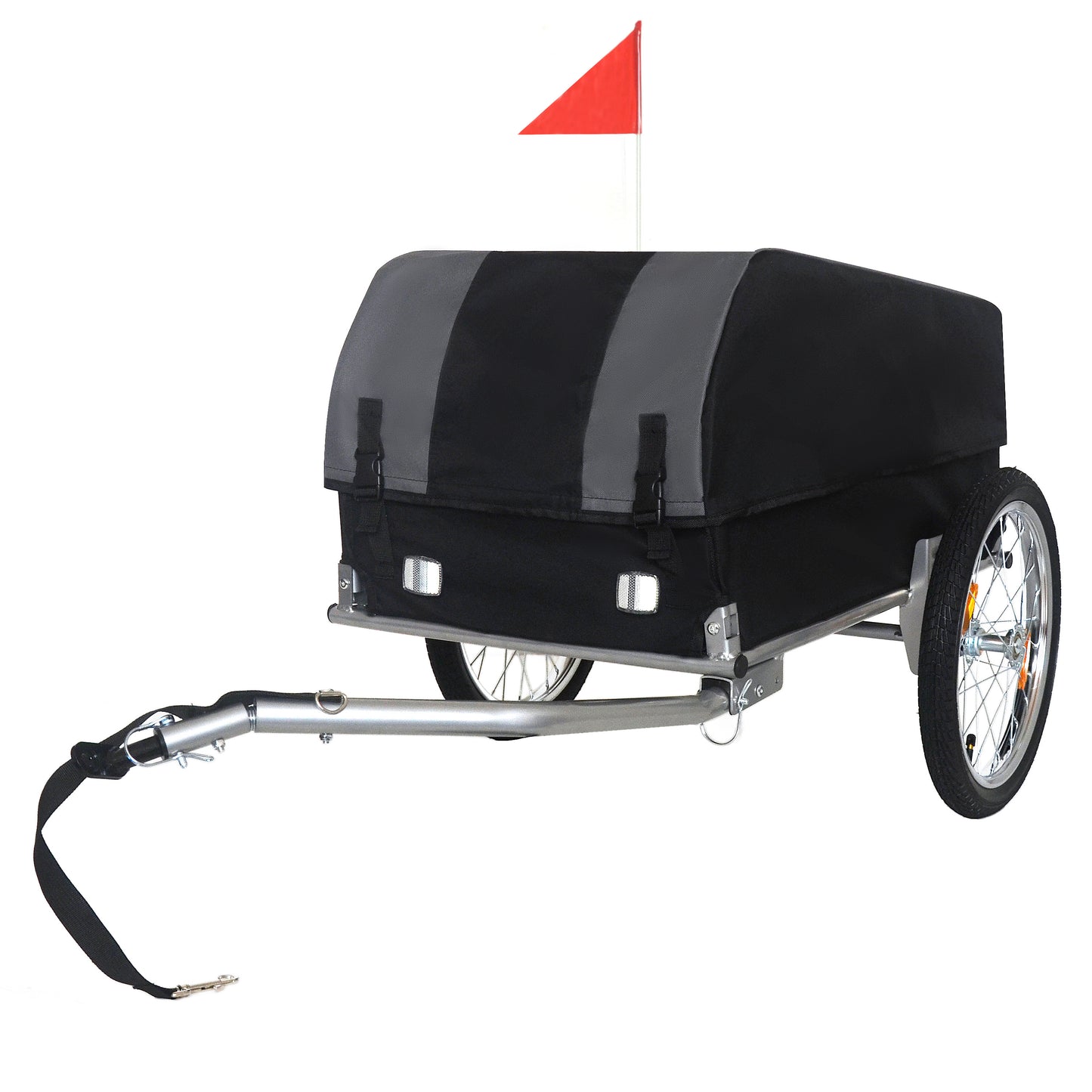 Heavy- Duty Bike Cargo Trailer With Removable Waterproof Cover  - 88 Lbs Capacity  16  All- Terrain Wheels & Foldable Design For Camping  Groceries  Gray Black