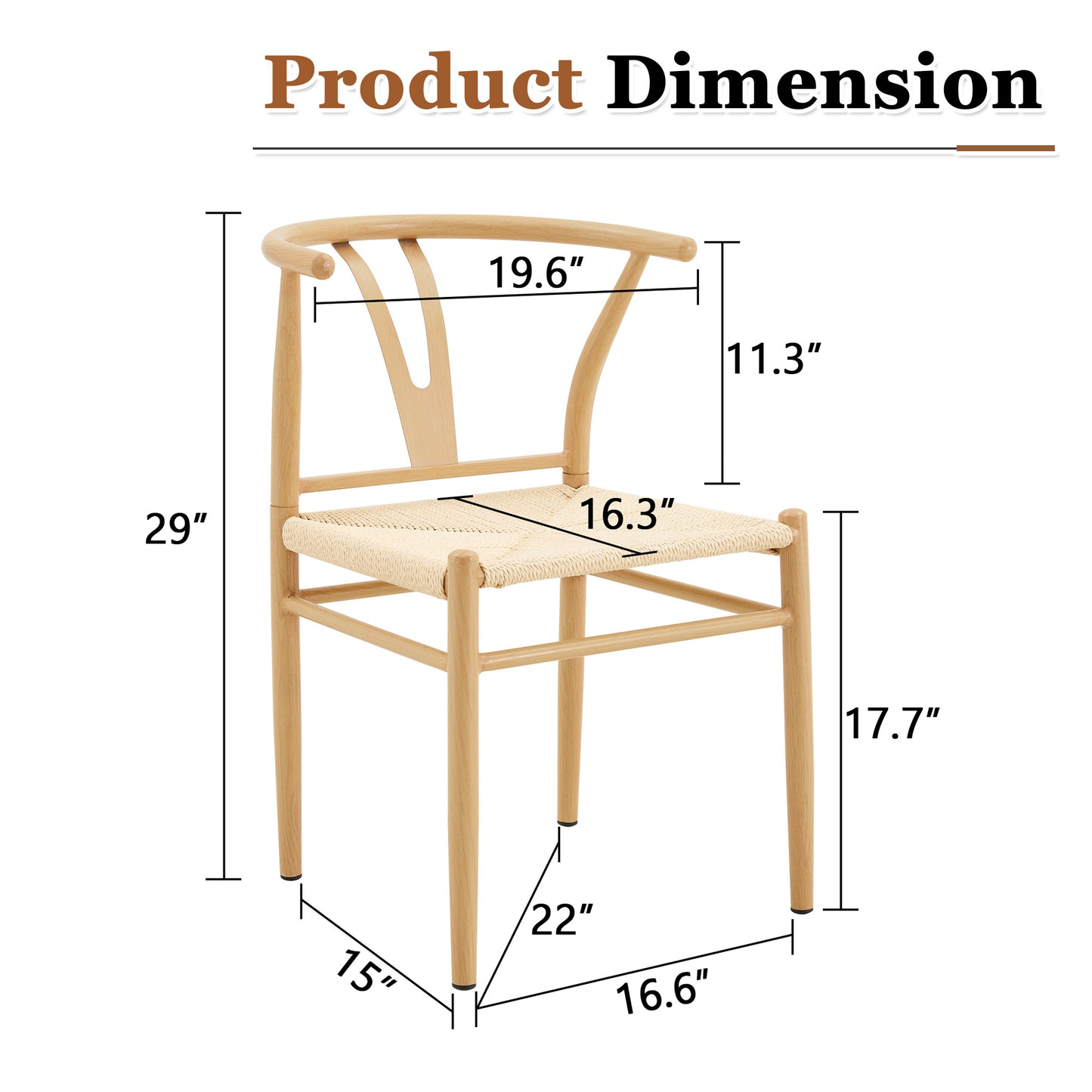 Wesborn Chair-Y-shaped Medieval Style Armchair For Dining Table, Woven Seat  Natural Wood Color Ironwork   Natural Rope Pattern, Set Of 2
