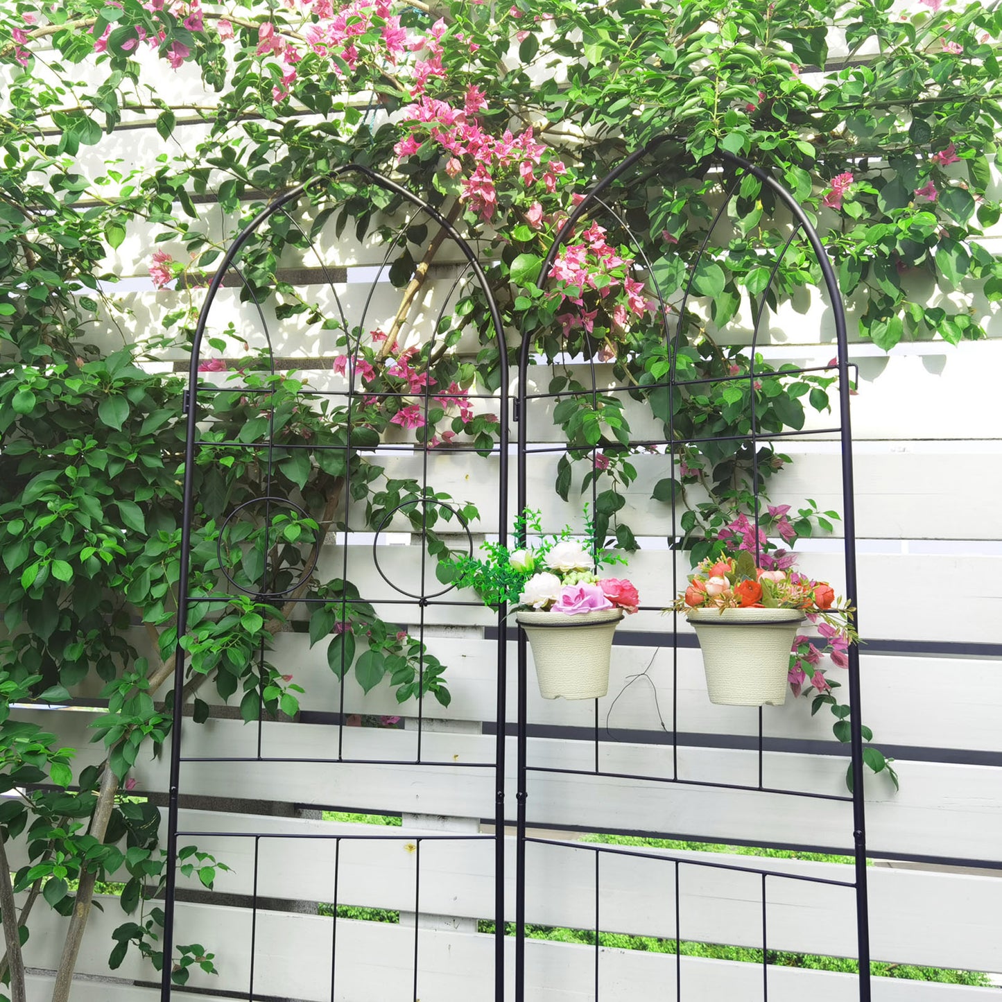 2 Pack Metal Garden Trellis 78.7  X 19.7  Rustproof Trellis For Climbing Plants Outdoor Flower Support Black