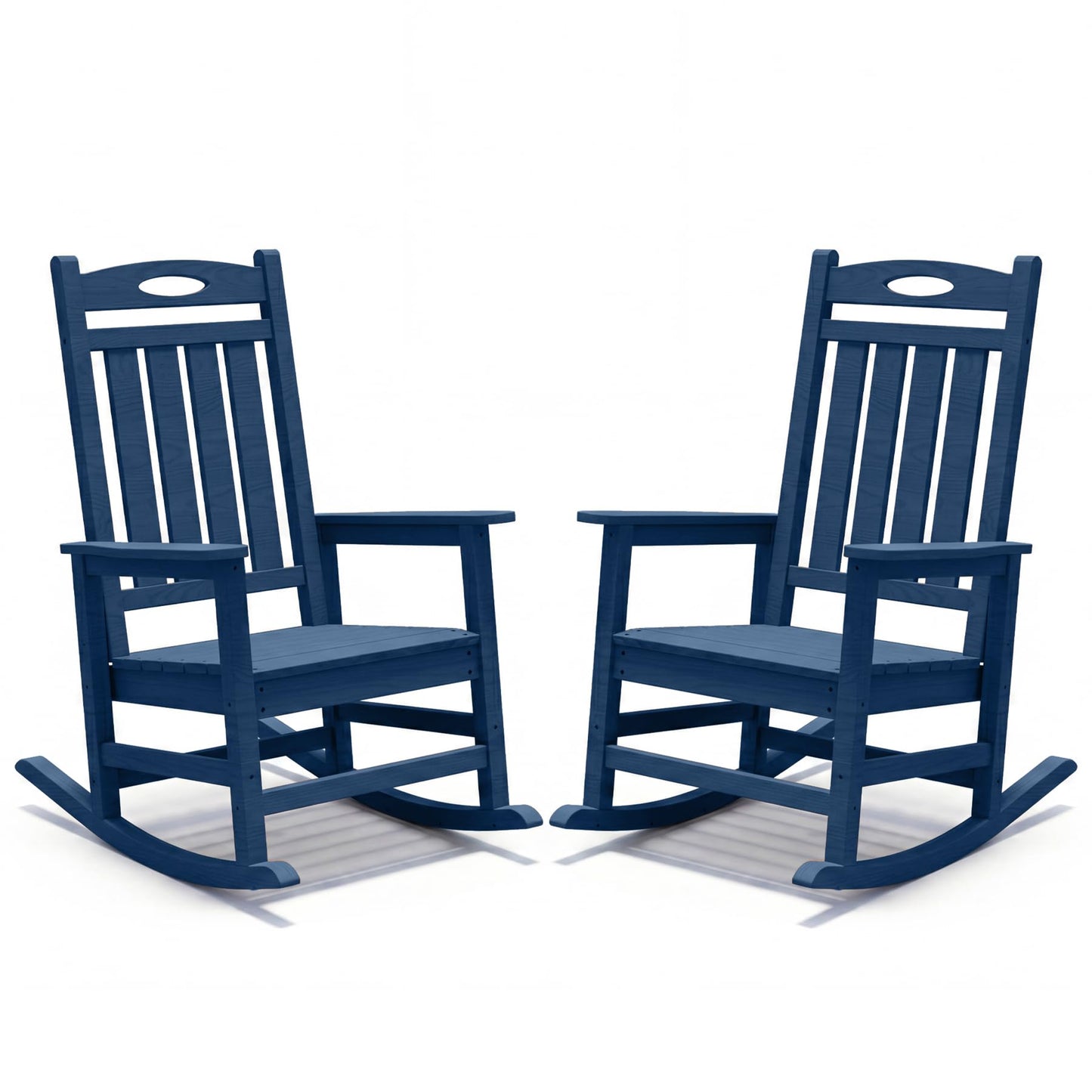 Outdoor Rocking Chair Set Of 2, HDPE Patio Rocking Chair For Adults, Oversized Outdoor Rocker For Porch Garden Lawn,Blue