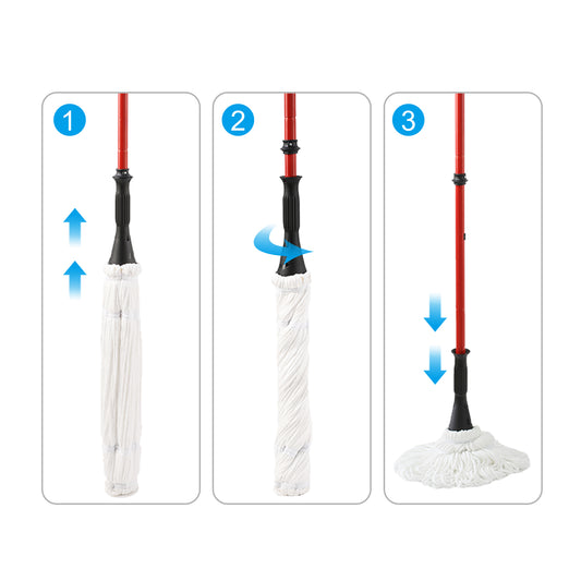 57.5-inch Long Handle Self Bending Twist Mop, Dry And Wet Ultra-fine Fiber Floor Mop, Wet Mop For Floor Cleaning, Commercial And Household Cleaning Hardwood, Vinyl, Ceramic Tiles, Etc
