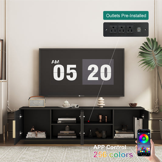 TV Stand With 16 Color LEDs,68 Modern TV Stand, TV Cabinet Entertainment Center For 55 60 65 Inch TV