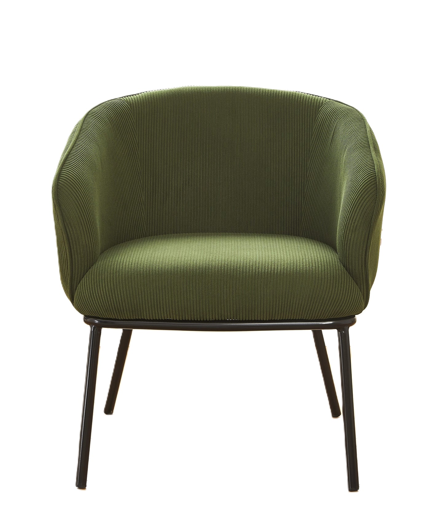 Modern Corduroy Accent Chair, Upholstered Armchair With Metal Legs, Mid-Century Barrel Chair For Living Room Bedroom, Easy Assembly