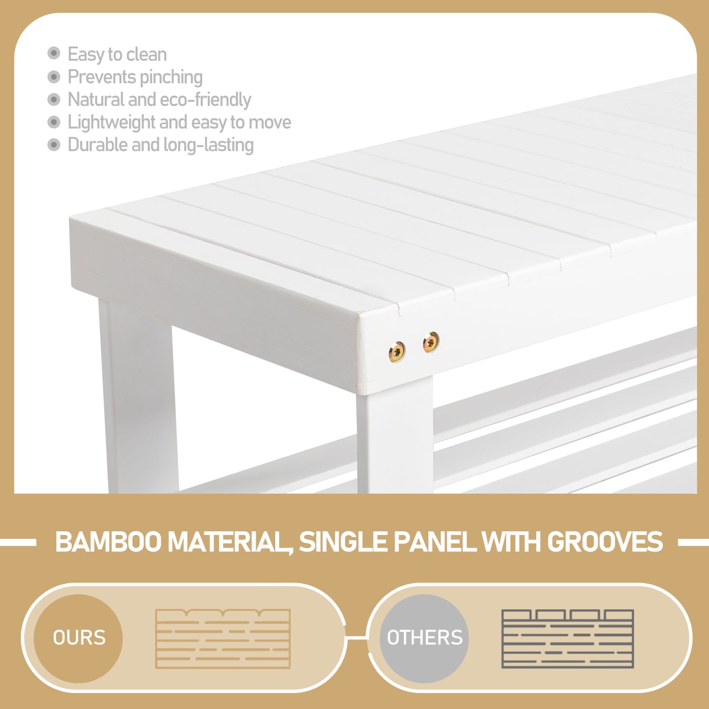 3-Tier Seamless Top Bamboo Shoe Rack