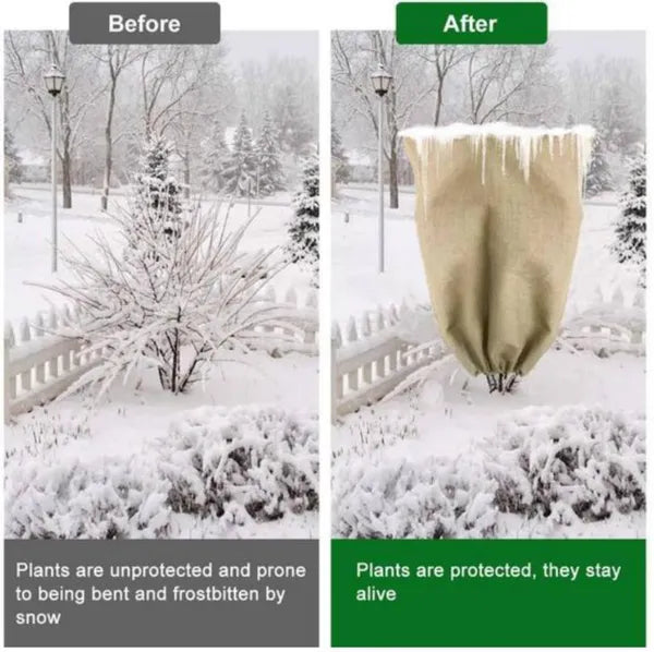 5PC 17inch*59inch Jute Sandbags 300g With Ties, Plant Protection Bags, Biodegradable And Eco-friendly Materials, Provide Protection From Cold, Sun, And Wind, And Secure Roots And Protect Seedlings.