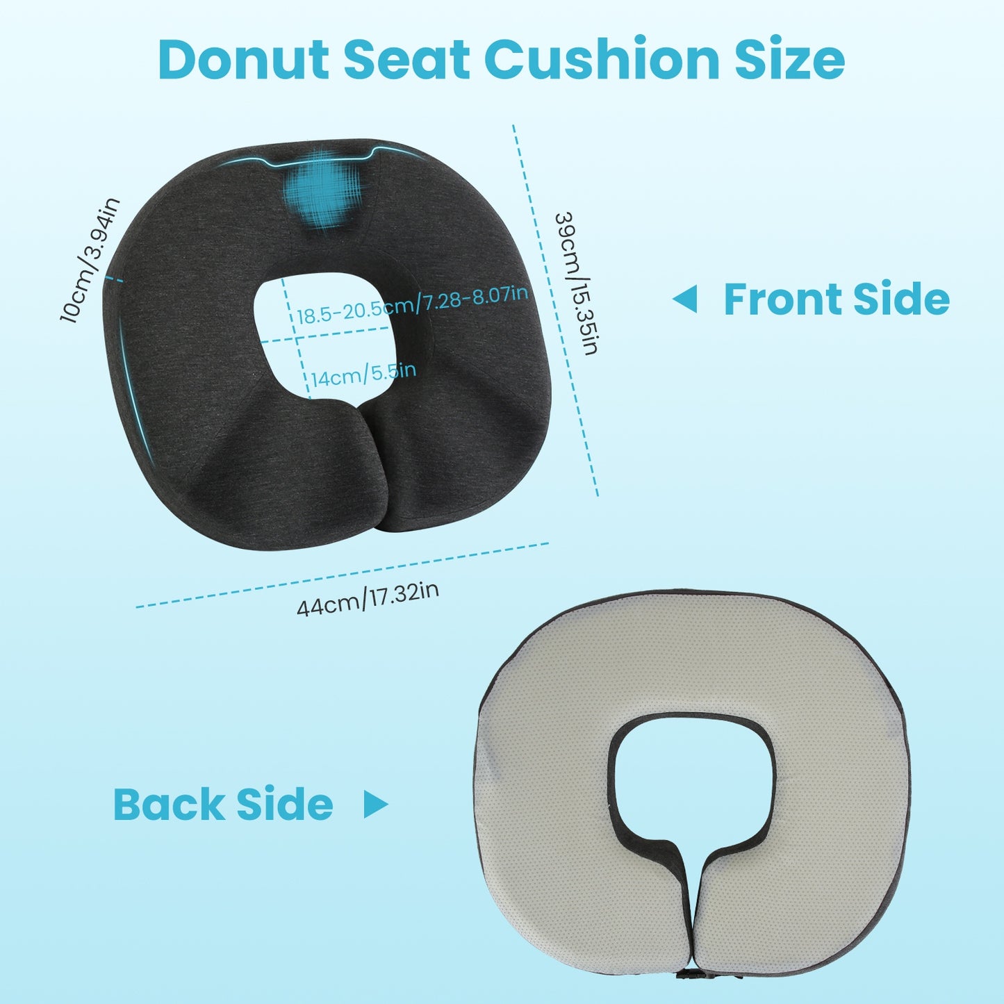 1Pc Donut Pillow Seat Cushion Memory Foam Donut Chair Cushions Ergonomic Seat Cushion Pad For Coccyx Prostate Sciatica Pelvic Floor Pressure Sores Office Home Use