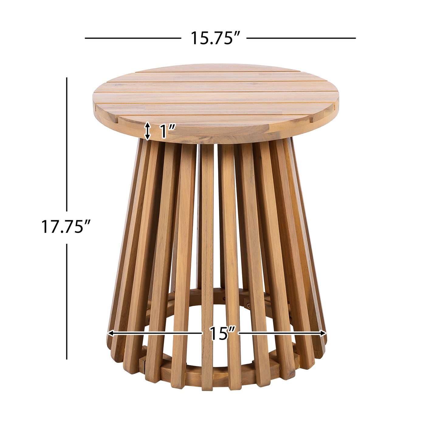 Outdoor Acacia Wood Patio Side Table, Round Coffee Table For Backyard, Lawn, Balcony,Light Teak