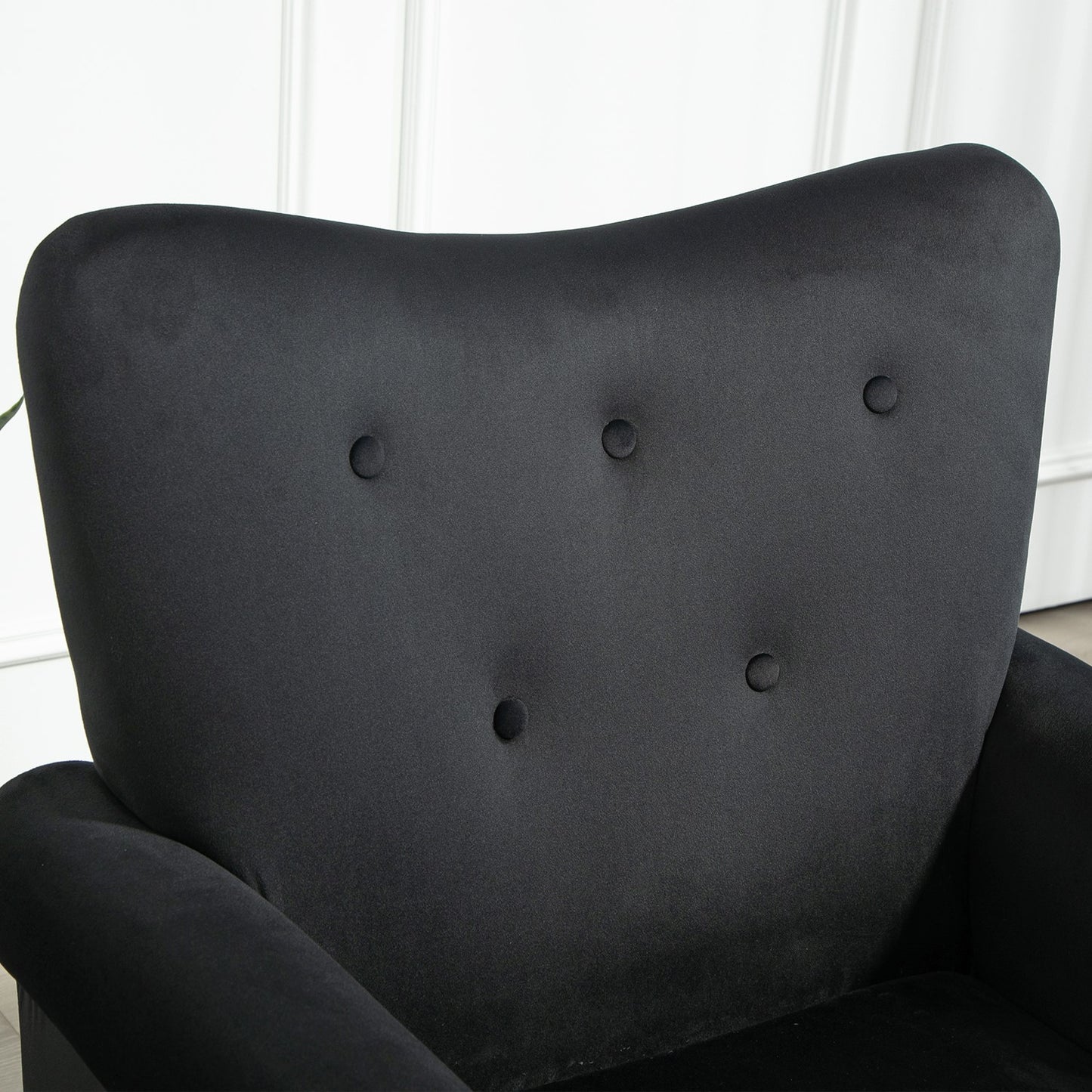 Mid-Century Modern Wingback Accent Chair, Upholstered Fabric Armchair With Sturdy Wood Legs, High-Back Padded Club Chair For Living Room Bedroom Office