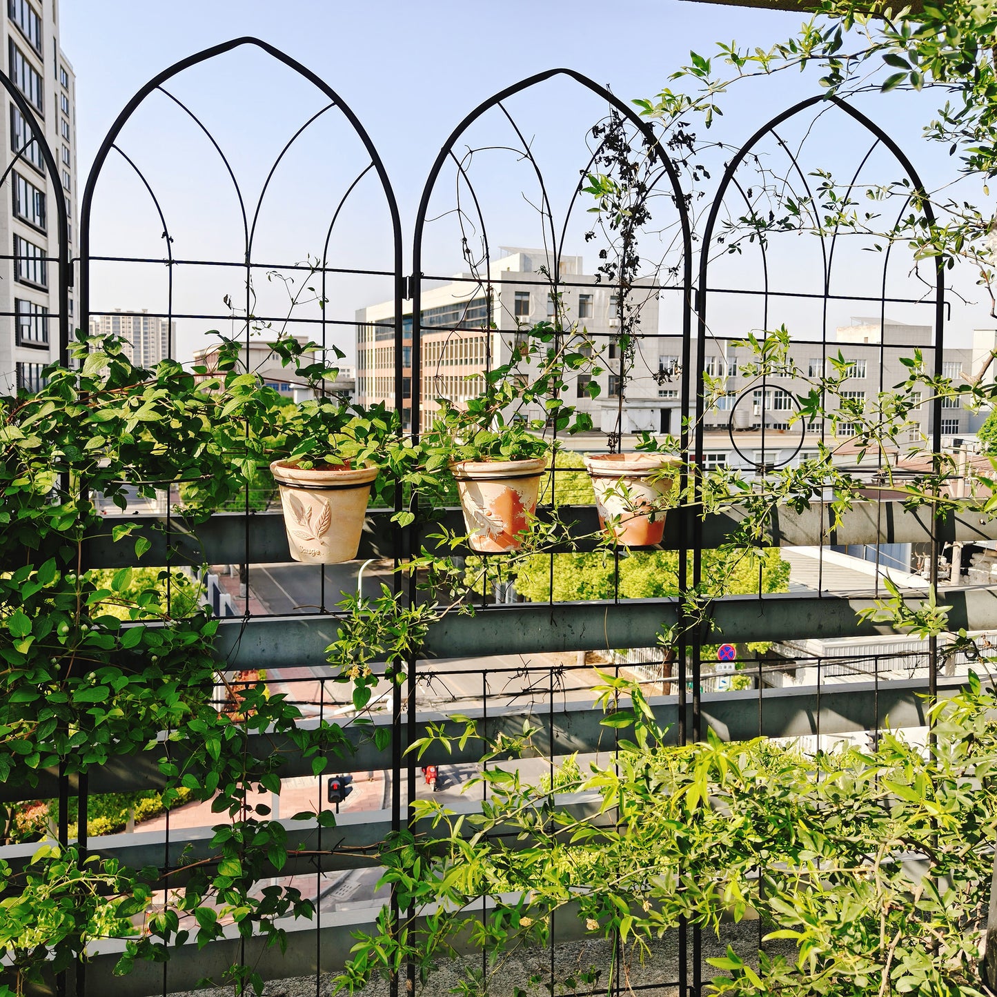 4 Pack Metal Garden Trellis 78.7  X 19.7  Rustproof Trellis For Climbing Plants Outdoor Flower Support Black
