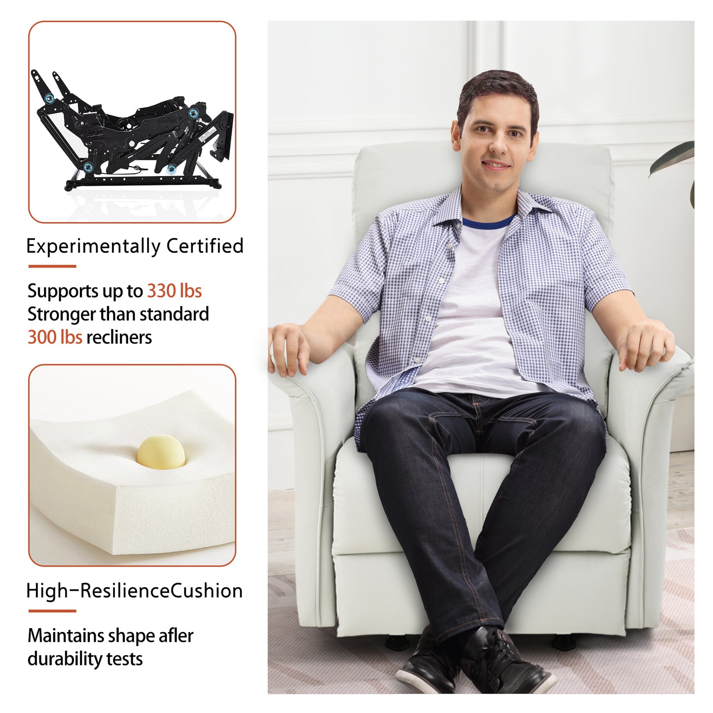 Manual Rocker Recliner Chair For Adults,Rocking Glider Recliner For Small Spaces,PU Leather Rocking Chair For Nursery,Single Sofa Recliner For Home Theater Living Room Bedroom   PU Light Gray