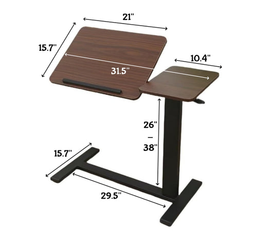 Bedside Table,Folding Overbed Bedside Desk Mobile Rolling Laptop Stand Tilting Overbed Table With Wheels Height Adjustable Tray Table For Laptop Bed Sofa Side Table WALNUT