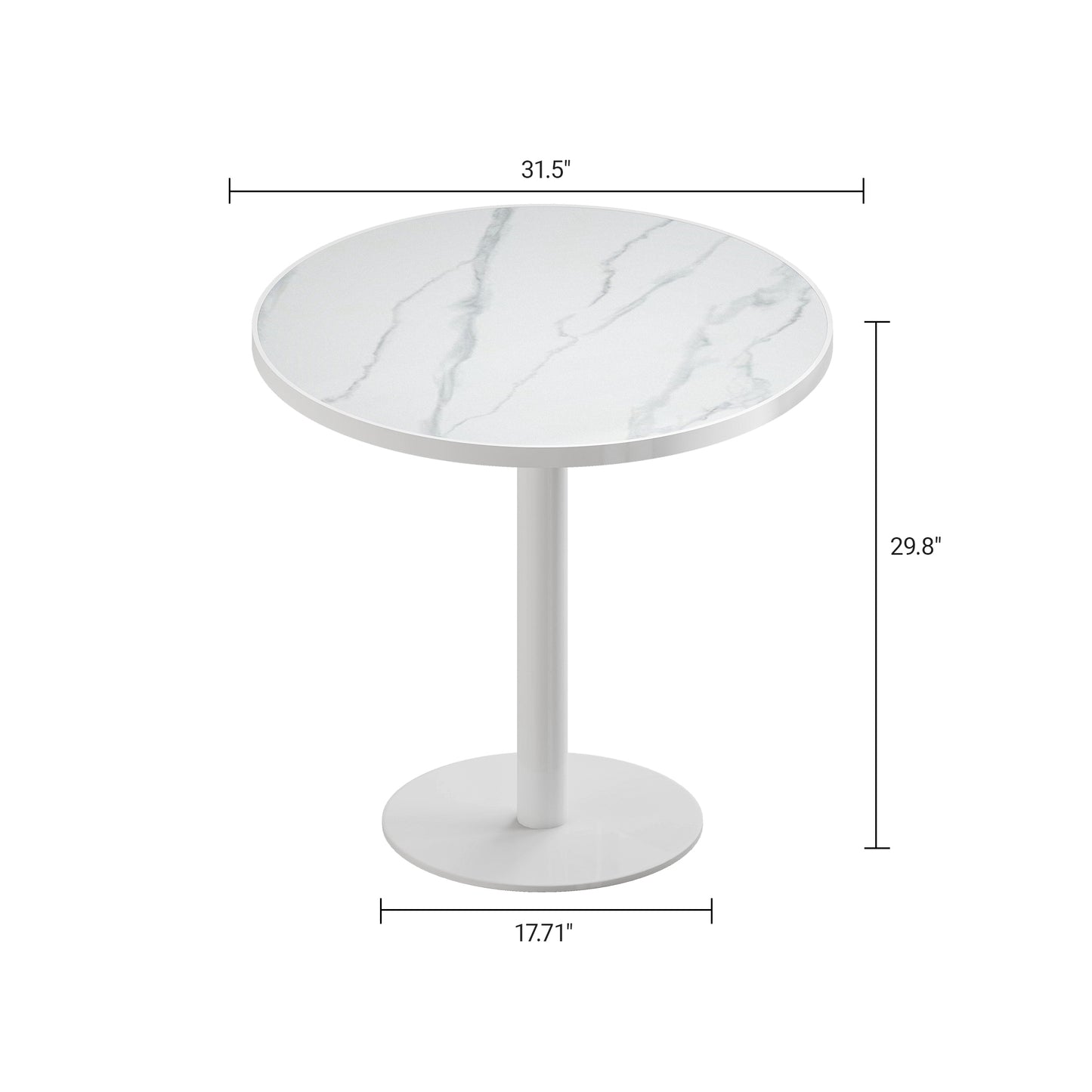 Round Modern Dinning Table 31.5 Inches Bistro Table Tulip Table With Faux Marble Top,Easy Assemble,Sturdy Metal Frame Diameter