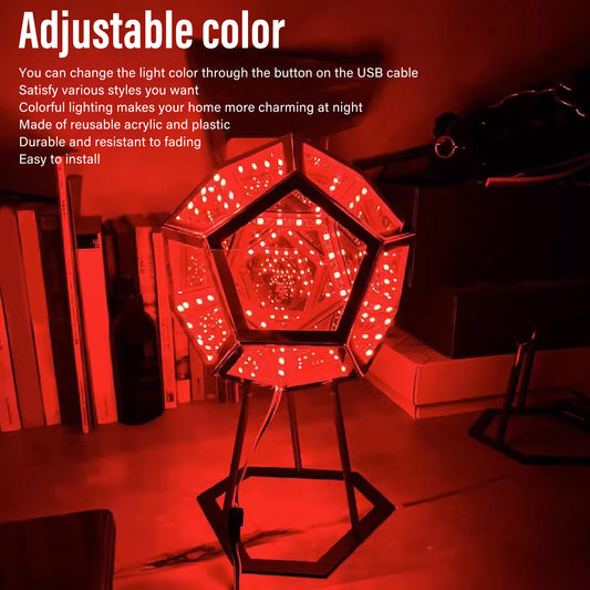 Dodecahedron Night Light Infinity Dodecahedron Color Art Light LED Night Light Lamp For Kids Room Bedroom Living Room Bedside Party Bar Decor Gift
