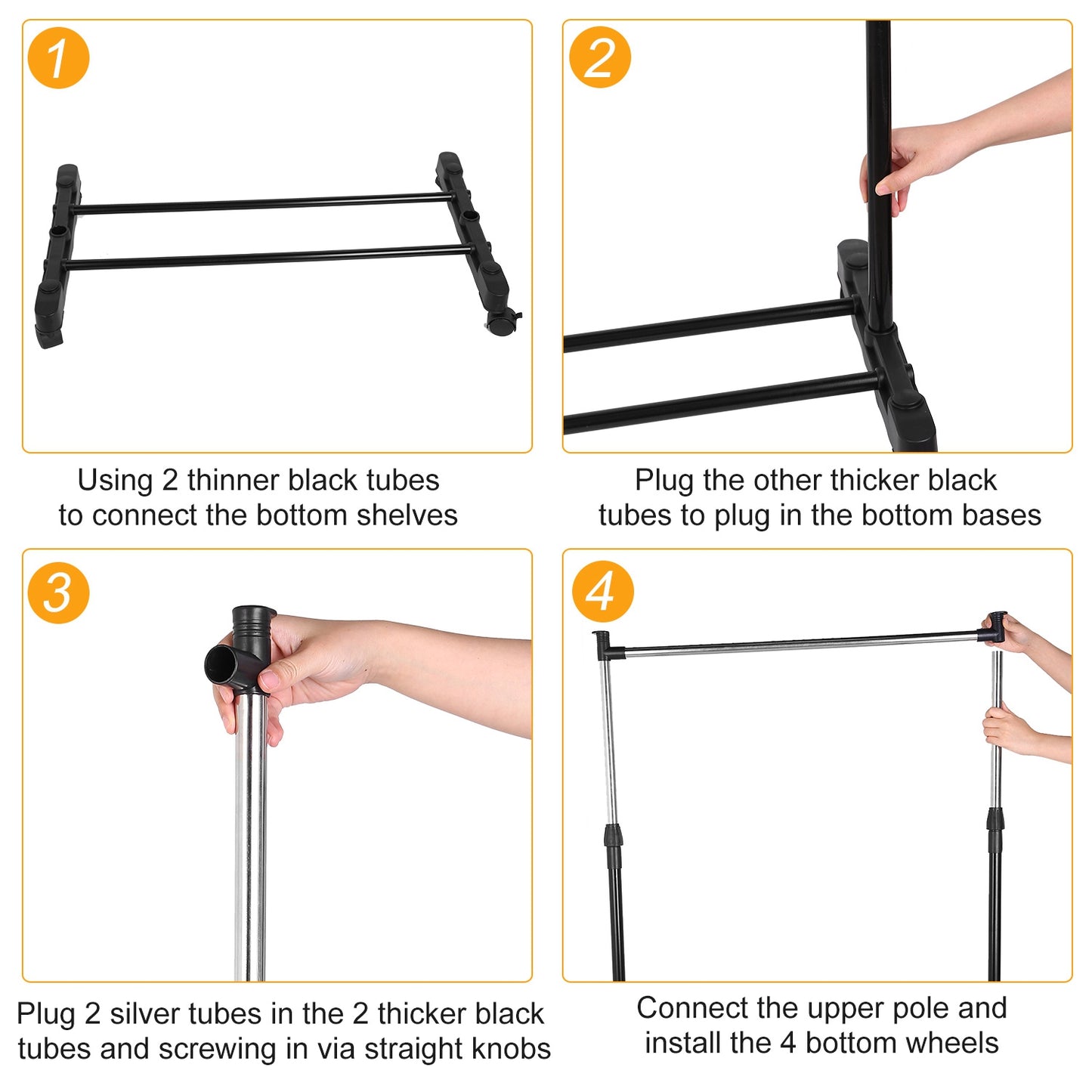 15kg 33lbs Garment Racks 3.12ft To 4.80ft Height Adjustable Clothes Stand Foldable Clothes Hanger With Wheels Storage Shelf For Dormitory Home