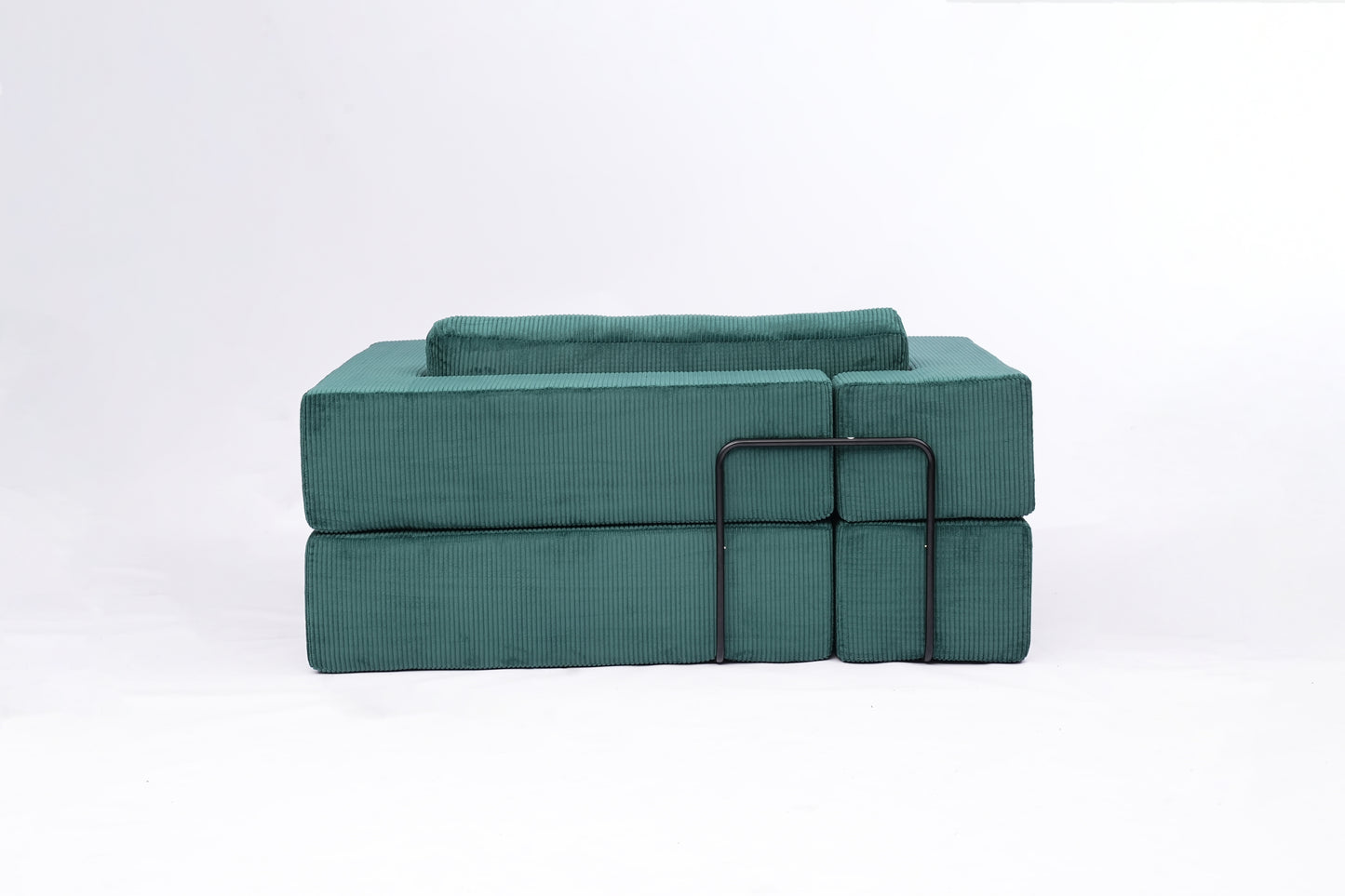 Foldable Castle Sofa Modular PlayCouchfor Living Room & Bedroom Instant Expansion Comfortable &Creative Design Furniture Seater With One Side Seat,Green.