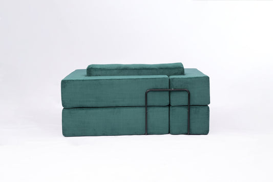 Foldable Castle Sofa Modular PlayCouchfor Living Room & Bedroom Instant Expansion Comfortable &Creative Design Furniture Seater With One Side Seat,Green.