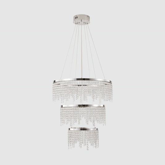 24-inch Crystal Chandelier LED Ceiling Lamp, Adjustable Color Temperature 3000K -4000K-6000K, Height Adjustable, Luxury Round Chandelier, Suitable For Living Room, Dining Room, Bedroom