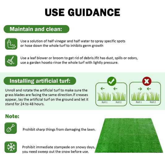 2Pack 3.3FTx10FT Artificial Grass Realistic Synthetic Thick Fake Faux Grass Rug Astroturf Carpet Landscape For Dogs Indoor Outdoor Garden Lawn Mat, With Drainage Holes
