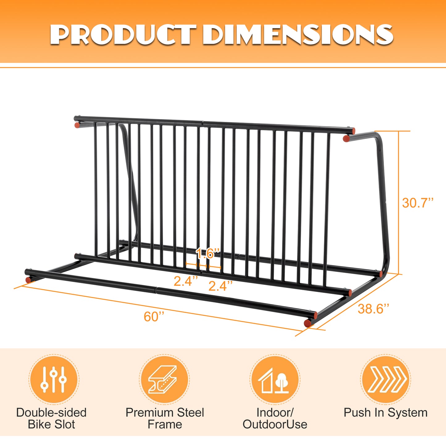 10 - Bike Floor Bike Rack, Easy - Assembly Modern Metal Double - Sided Commercial Grid Bicycle Floor Storage Solution, Sleek Freestanding Bike Organizer For Garages, Streets, Storefronts & Schools