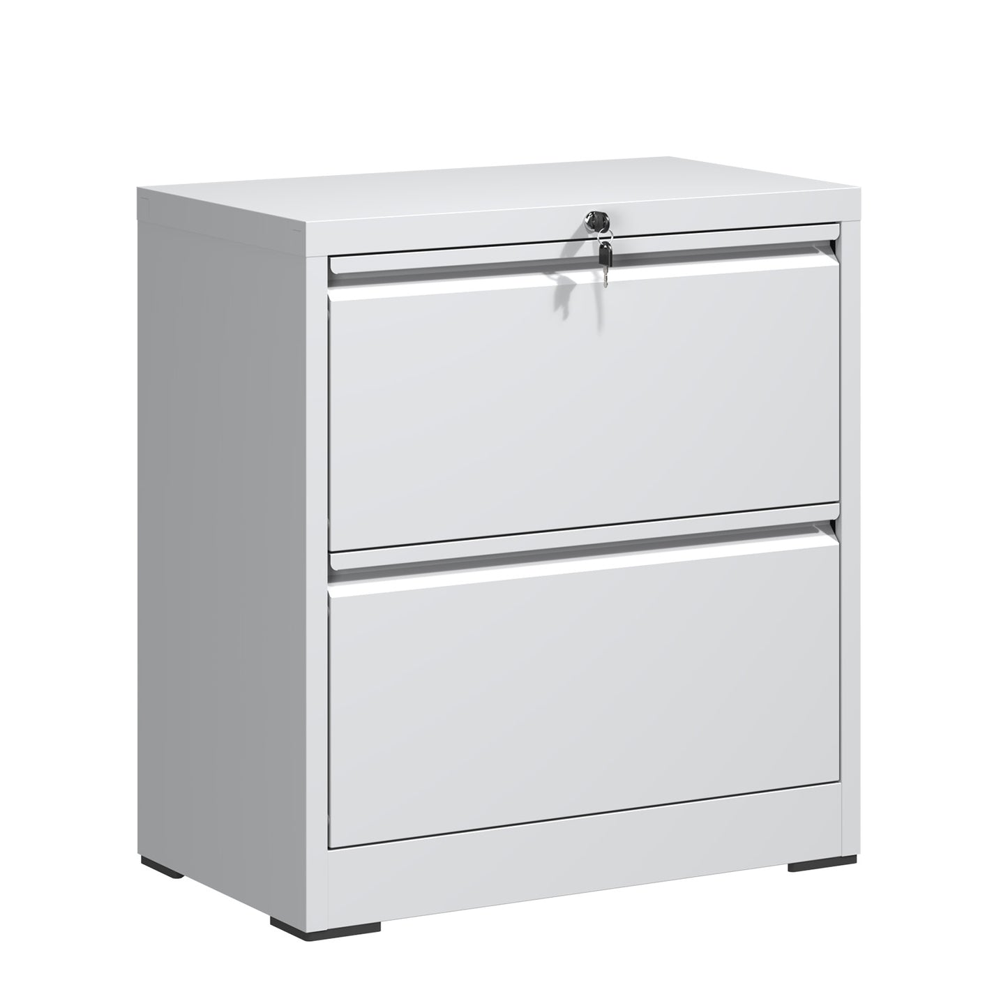 2 Drawer Lateral File Cabinet With Lock, Metal Lateral Filing Cabinet For Home Office, Steel Wide Horizontal Filing Cabinets For Letter Legal A4 F4 Hanging Files  White