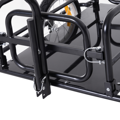 Aosom Bike Cargo Trailer, Bicycle Trailer, Heavy-Duty Bike Wagon Cart, Foldable Compact Storage, With Universal Hitch, 16 Wheels, 88 Lbs. Capacity, Black