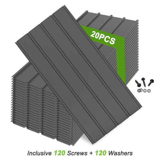 20 Pcs Metal Roofing Panels, 3.54 Ft X1.64 Ft Galvanized Roofing Panels Metal Siding Panels With Steel Screws For Pergola, Gazebo, Shed, Outdoor Storage, Chicken Coop, Patio,Garages-Gray