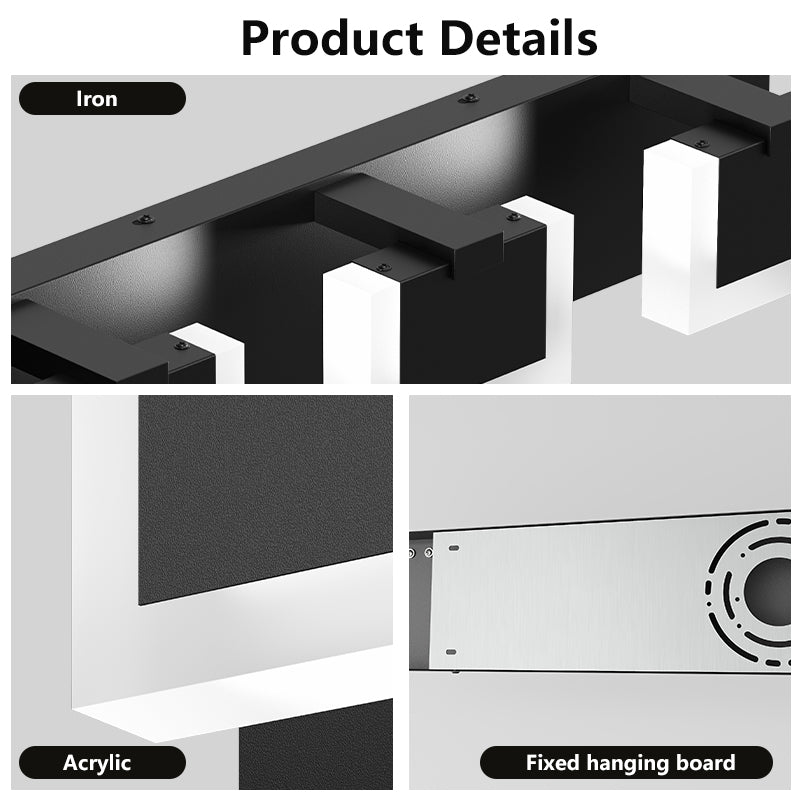 5 Lights Modern Black Vanity Light Up And Down Black Bathroom Lighting Fixtures LED Bathroom Wall Light Over Mirror 6000K