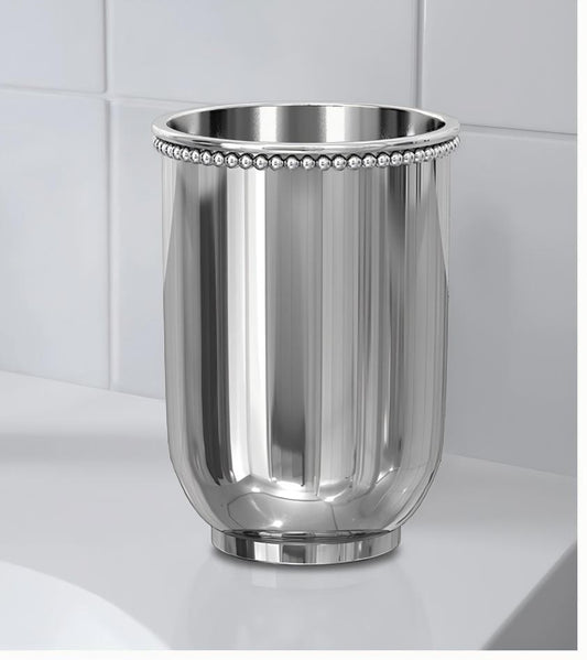 Stainless Steel Bathroom Tumbler Cup Decorative Rinse Cup,Drinking Glass,Toothbrush & Makeup Brush Holder For Vanity Countertops,Sink & Desk  Shiny