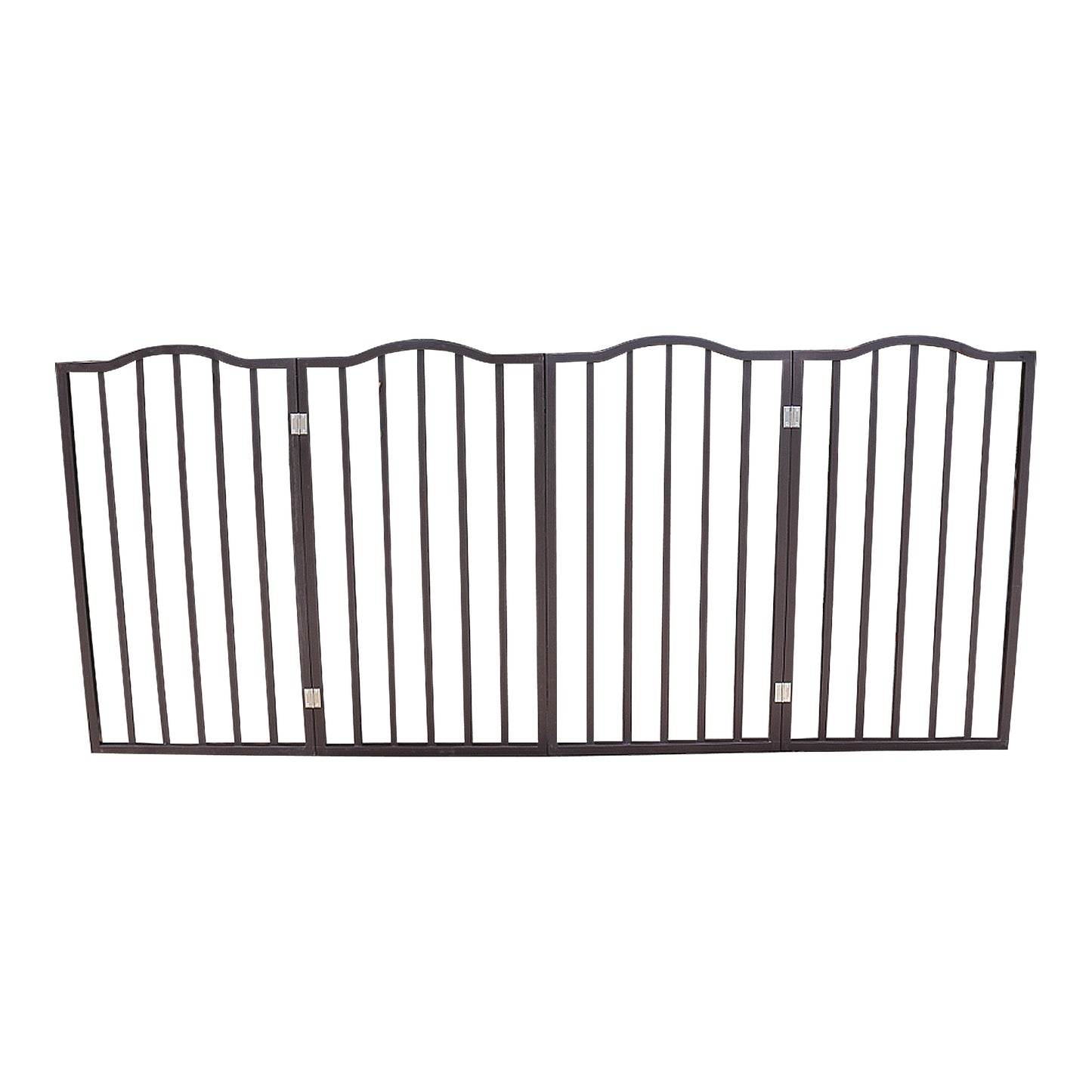 Pet Gate - Dog Gate For Doorways, Stairs Or House - Freestanding, Folding, Brown, Arc Wooden