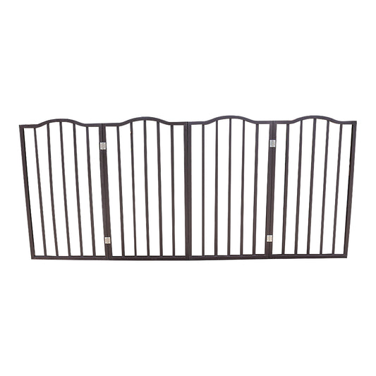 Pet Gate - Dog Gate For Doorways, Stairs Or House - Freestanding, Folding, Brown, Arc Wooden
