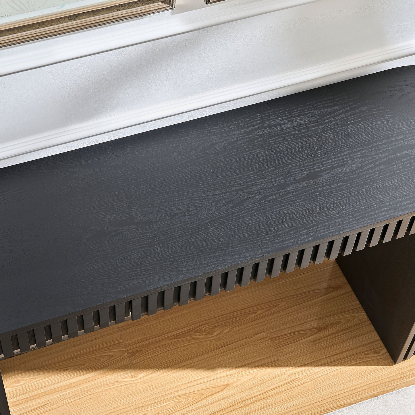59.05   Modern Console Table With Drawer For Entryway With Unique Vertical Stripe Design For Living Room Hallway Foyer Entrance Study,BLACK Same Sku W876P439956