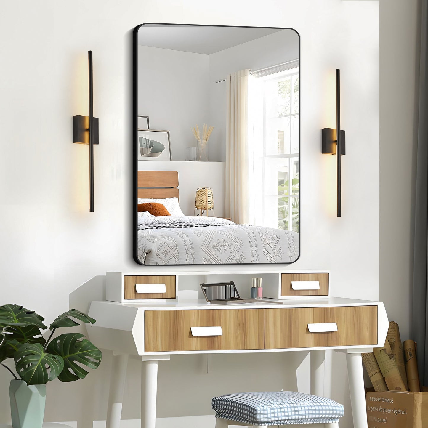 28  2-Pack Modern LED Wall Sconce, Minimalist Indoor Wall Light Fixtures, Black Matte Finish For Living Room, Bedroom, Hallway, Hotel, And Home Decor