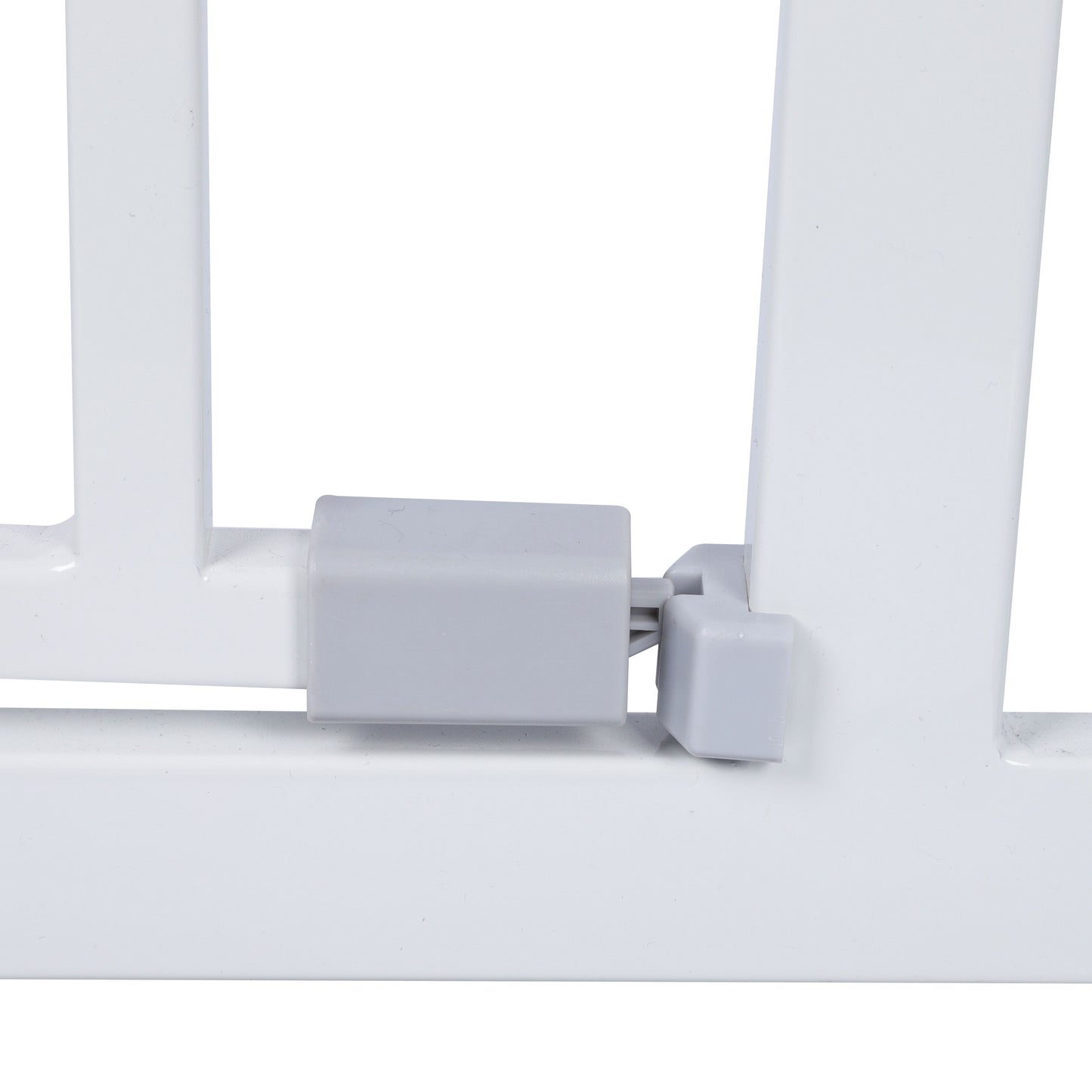 Double Door Baby Safe Gate For Stairs & Doorways,adjustable 75-115 Cm 29.53'-45.3,walk Through Safety Gate With Extension Kits,auto Close,pressure Mounted,white Metal Child & Pet Gate