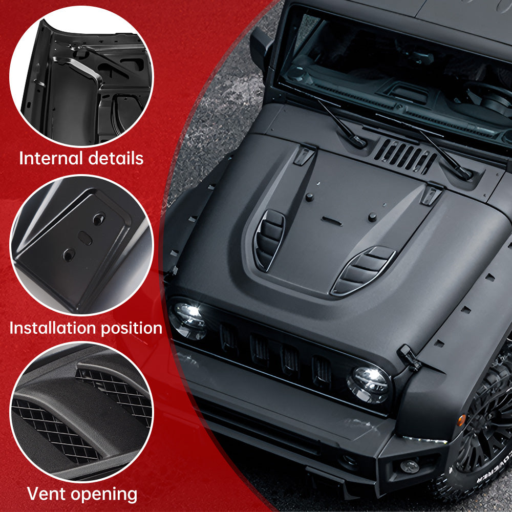 Vented Heat Dispersion Hood Compatible With  Wrangler JK JKU 2007-2017,10th Anniversary Edition Metal Replacement Hoods Accessory Black